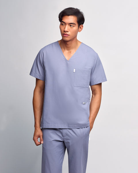 Copper Twill V-neck Notched Scrub Top