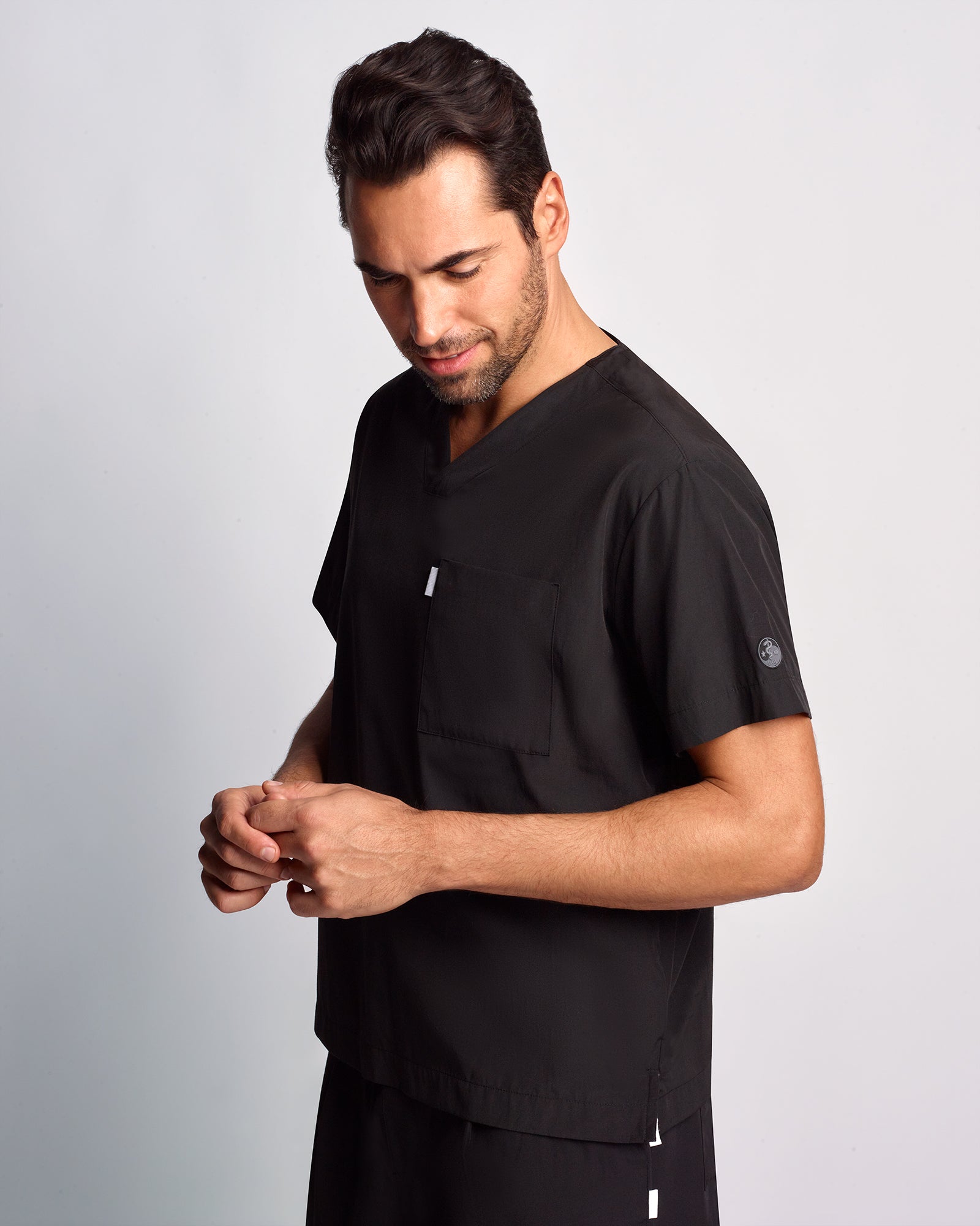 Men's V-neck Office Scrub Top | Lightweight Copper