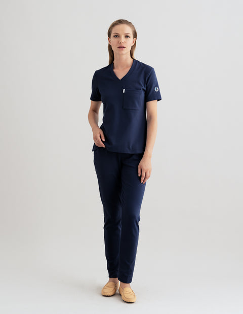 Copper Jersey V Neck Scrub Top