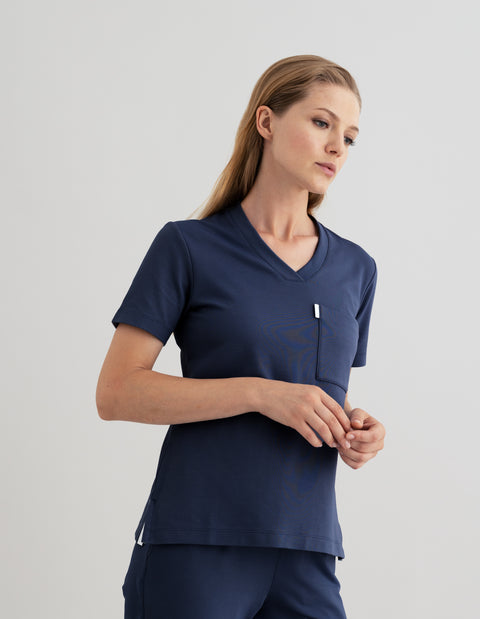 Copper Jersey V Neck Scrub Top