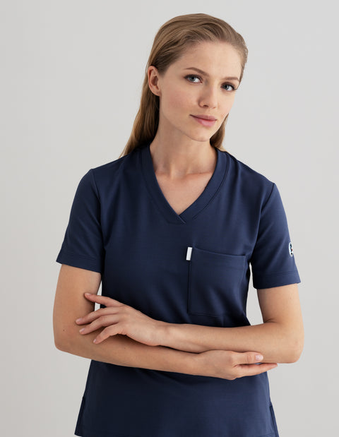 Copper Jersey V Neck Scrub Top